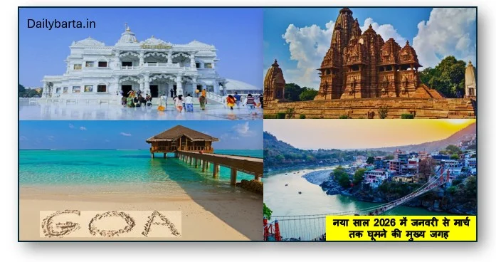 नया साल 2026 में जनवरी से मार्च तक घूमने की मुख्य जगह 
