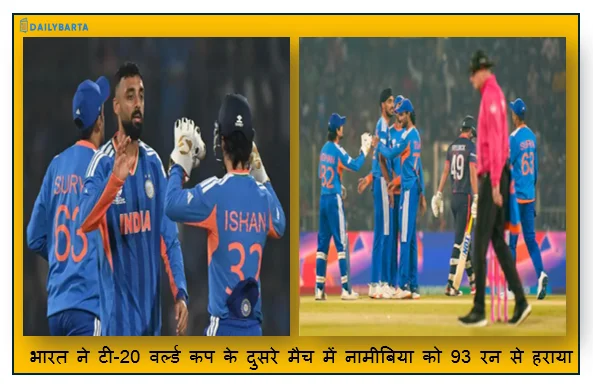 भारत ने टी-20 वर्ल्ड कप के दुसरे मैच में नामीबिया को 93 रन से हराया