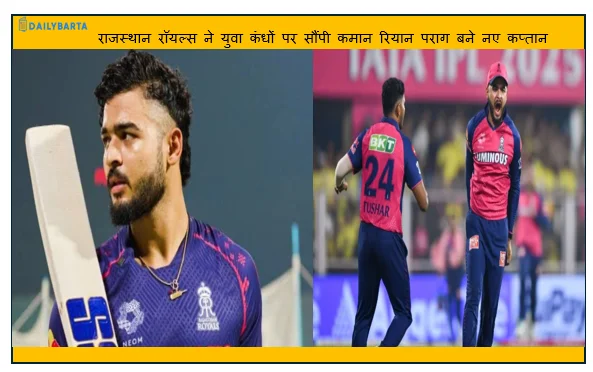 राजस्थान रॉयल्स ने युवा कंधों पर सौंपी कमान रियान पराग बने नए कप्तान