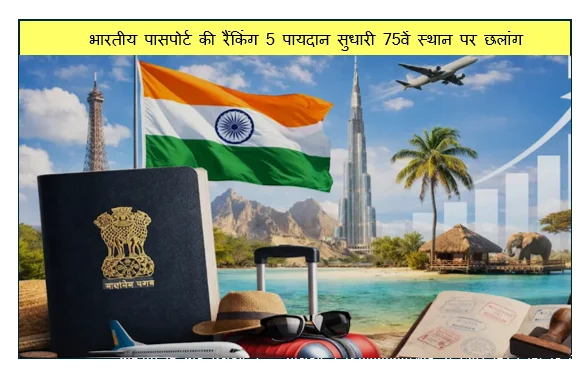 भारतीय पासपोर्ट की रैंकिंग 5 पायदान सुधारी 75वें स्थान पर छलांग
