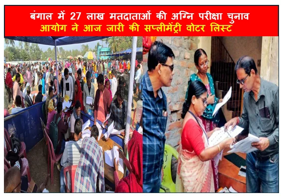 बंगाल में 27 लाख मतदाताओं की अग्नि परीक्षा चुनाव आयोग ने आज जारी की सप्लीमेंट्री वोटर लिस्ट  