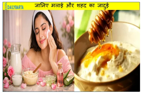 जानिए मलाई और शहद का जादुई कमाल चेहरे में आयेगा गुलाबी निखार हट जायेंगे काले धब्बे रूखेपन के साथ वक्त से पहले बुढ़ापे के निशान होंगे दूर