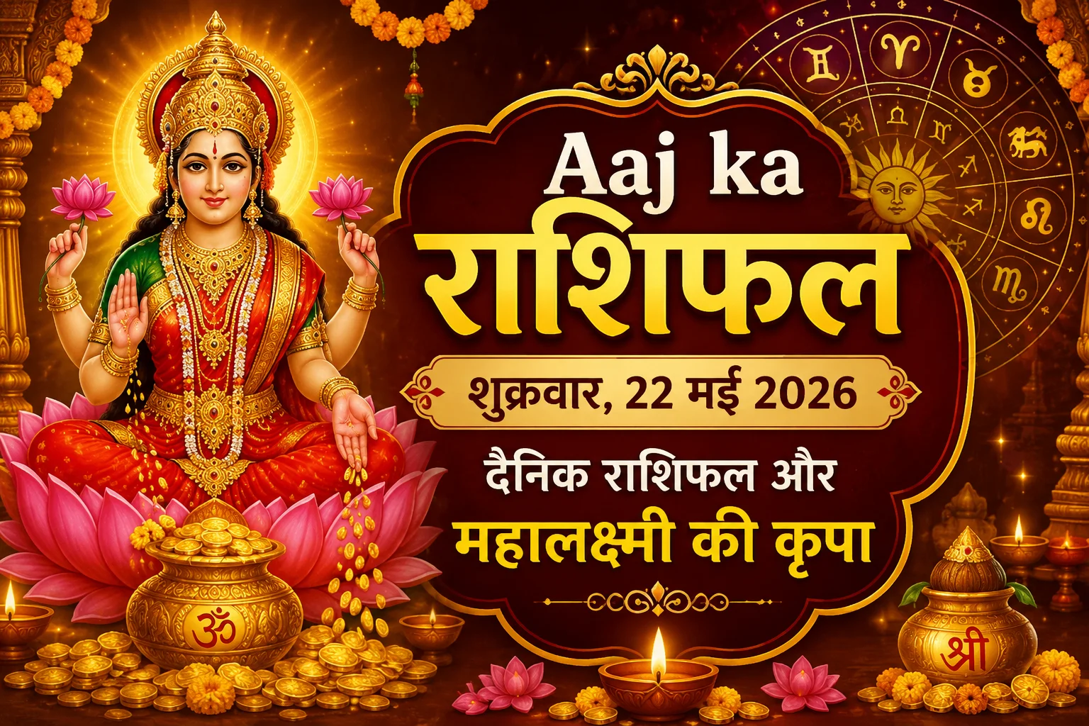 Aaj ka Rashifal - शुक्रवार, 22 मई 2026 : दैनिक राशिफल और महालक्ष्मी की कृपा