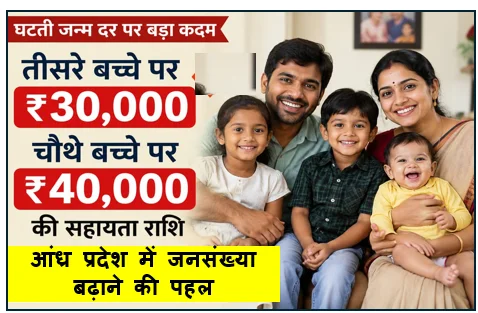 आंध्र प्रदेश में जनसंख्या बढ़ाने की पहल:-तीसरे बच्चे पर ₹30,000 चौथे पर ₹40,000 सहायता 